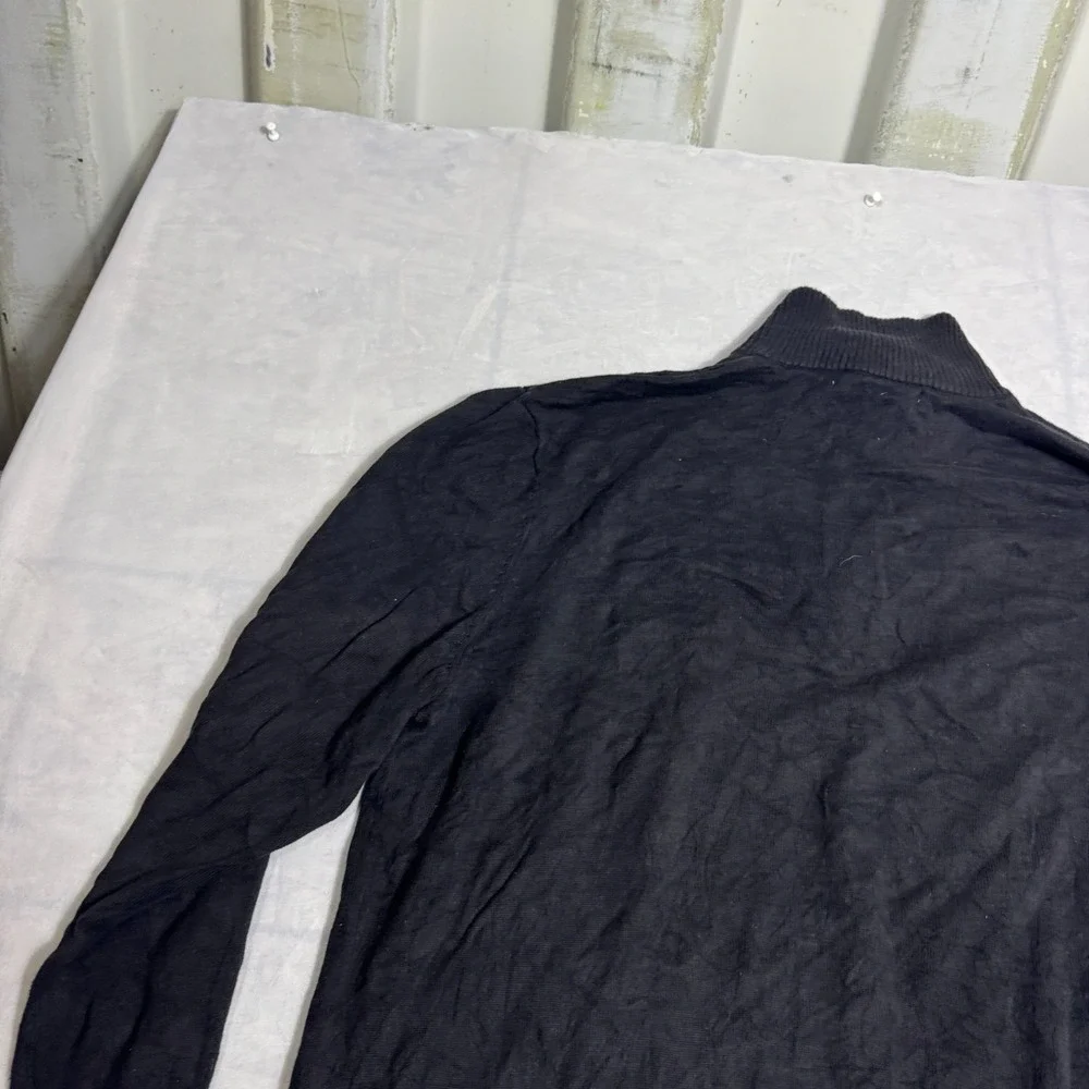 Old Navy Mens 1/4‎ Zip Pullover Sweater Black Knitted Ribbed Cuff Long Sleeve XL